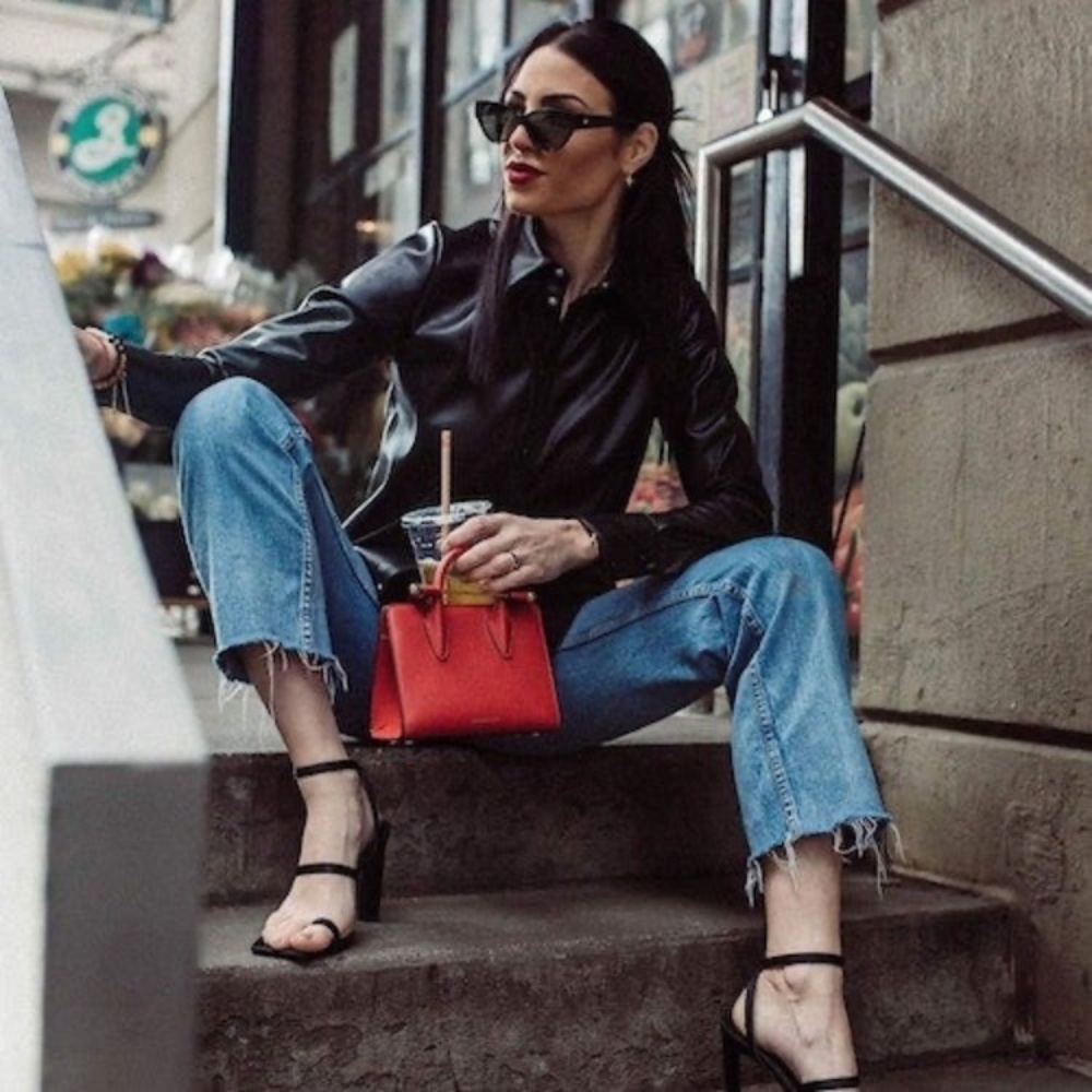 Final sale!Authentic Strathberry MC Nano leather bag in Ruby